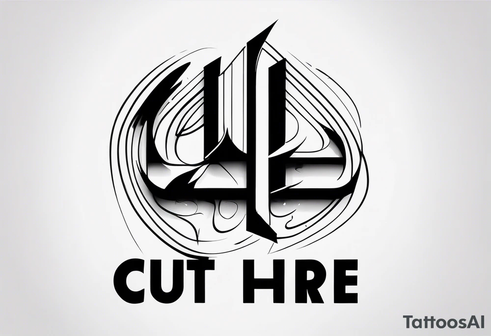 Cut here lettering tattoo design tattoo idea