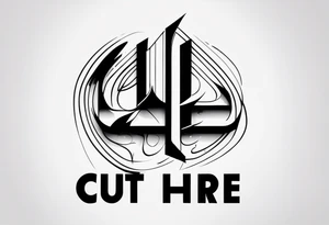 Cut here lettering tattoo design tattoo idea