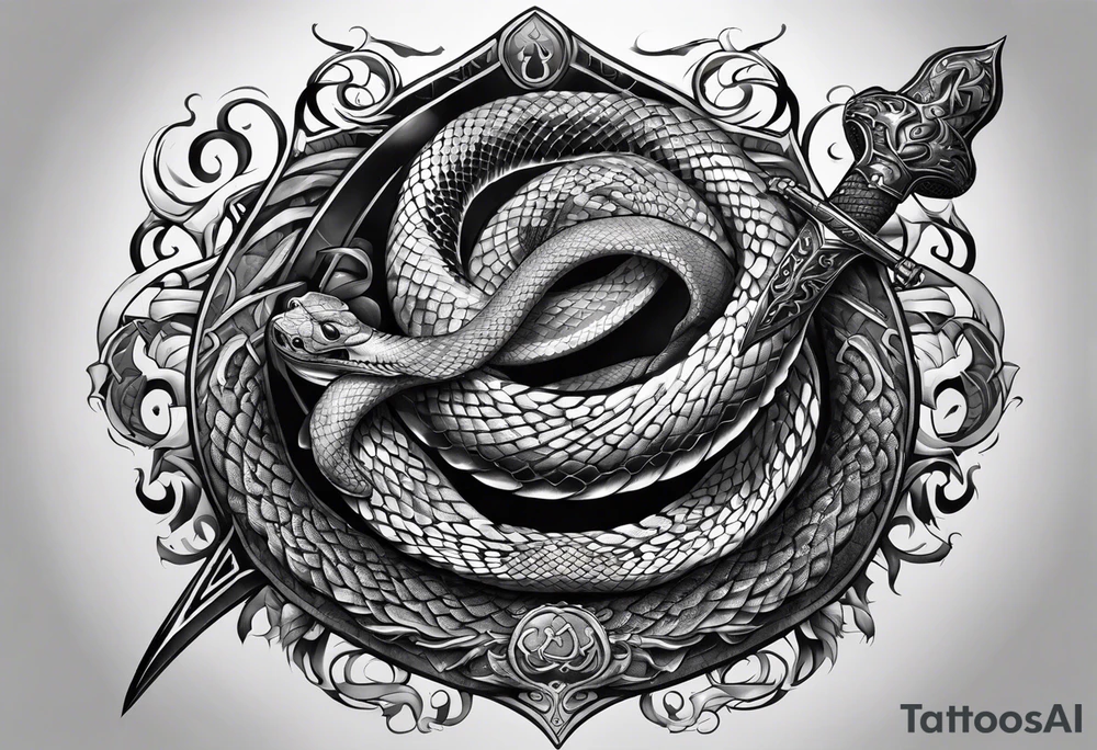 snake wrapped around a sword tattoo idea