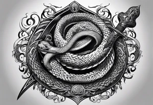 snake wrapped around a sword tattoo idea