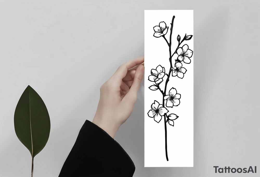 unique small feminine minimalist tattoo of sakura stick tattoo idea