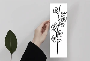 unique small feminine minimalist tattoo of sakura stick tattoo idea