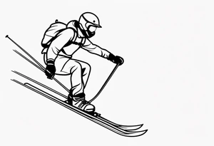 Line drawing skier tattoo idea