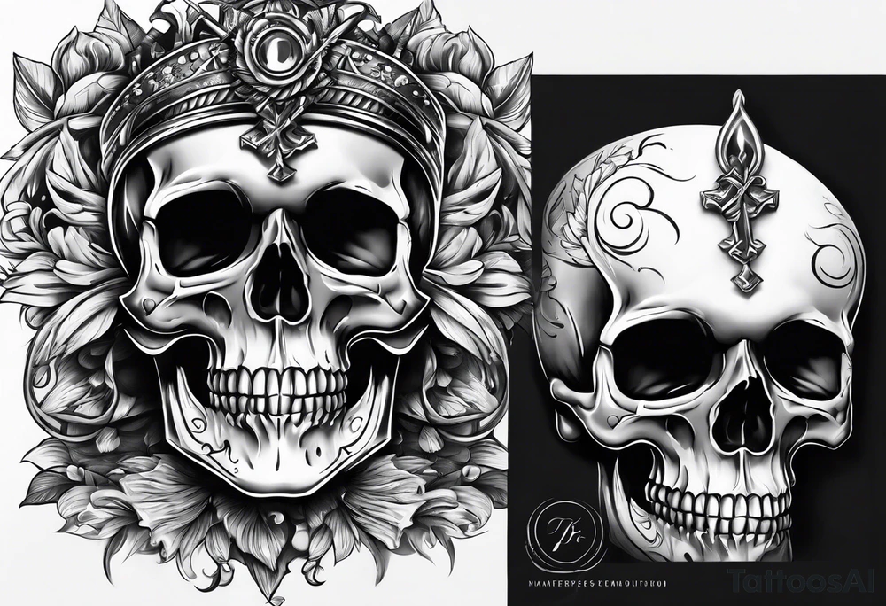 dagger piercing an eyesocket of the skull tattoo idea