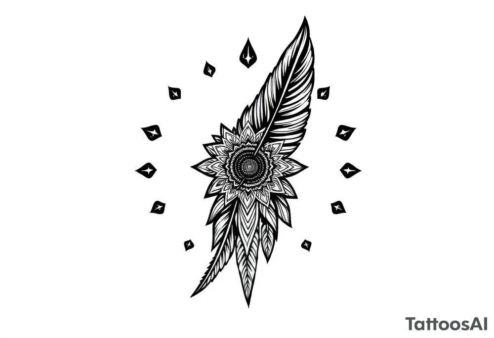 spiritual feather indian mandala shaman tattoo idea