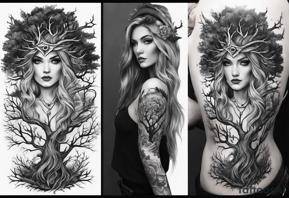 Tree witch tattoo idea