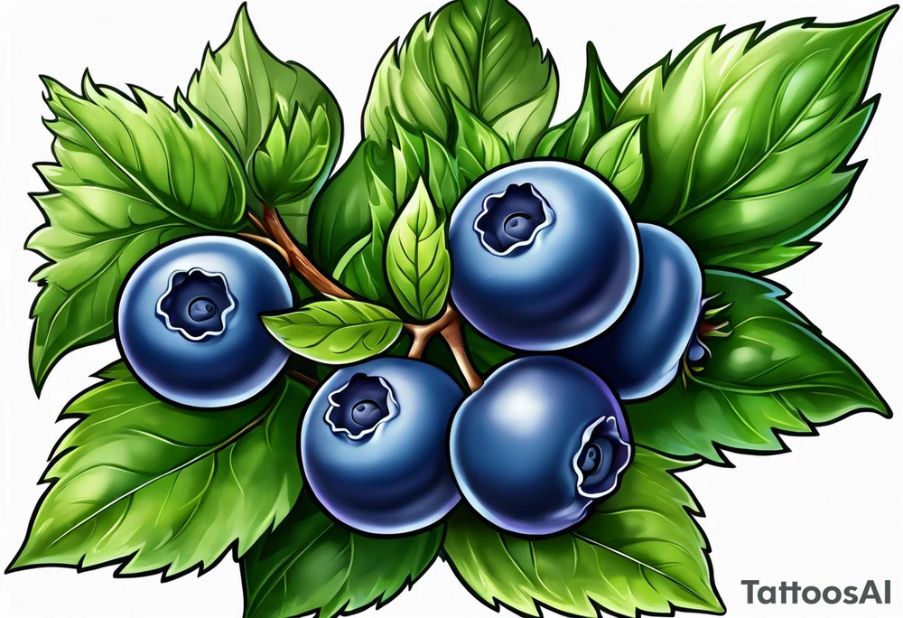 3 blueberries with a leaf tattoo idea