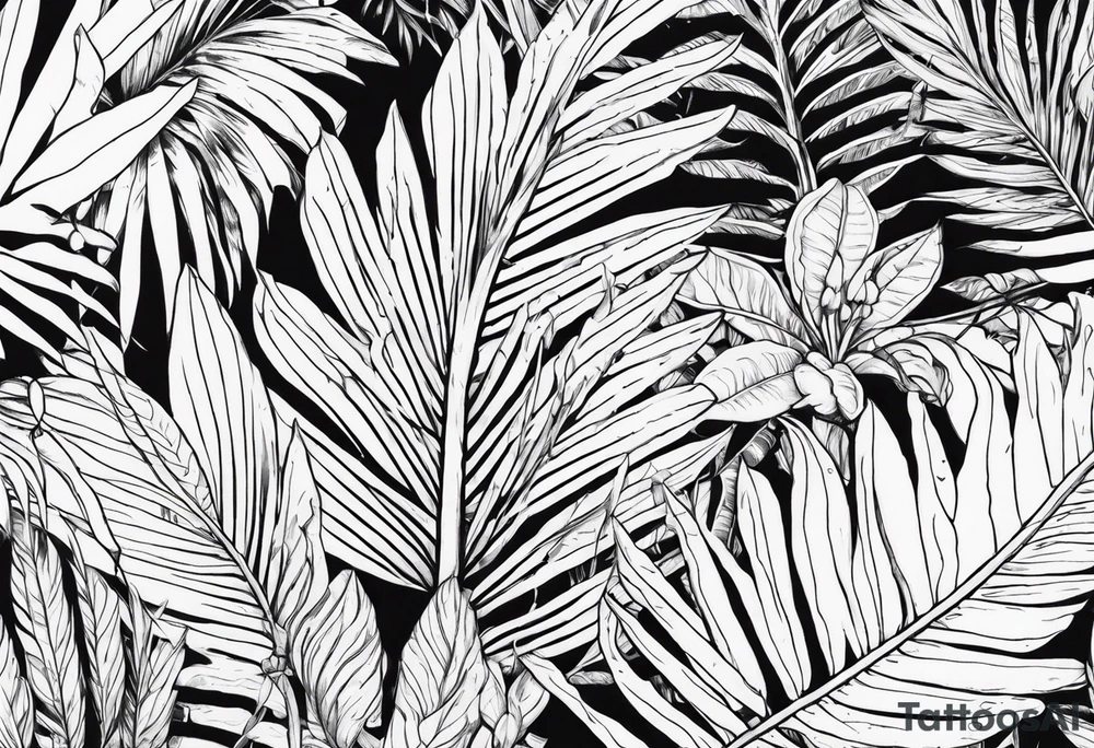 Tropical foliage tattoo idea