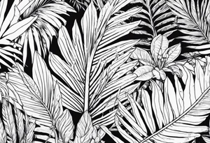 Tropical foliage tattoo idea