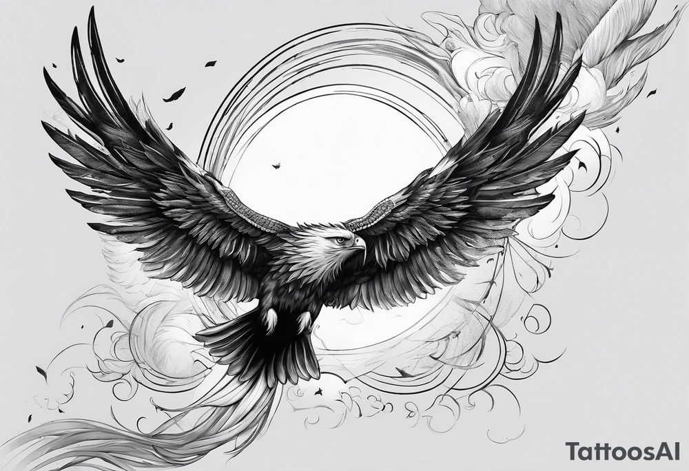 Icarus falling down from the sky with feathered wings with the sun up high tattoo idea