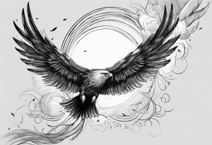 Icarus falling down from the sky with feathered wings with the sun up high tattoo idea