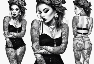girl with tattoos smoking,full body tattoo idea