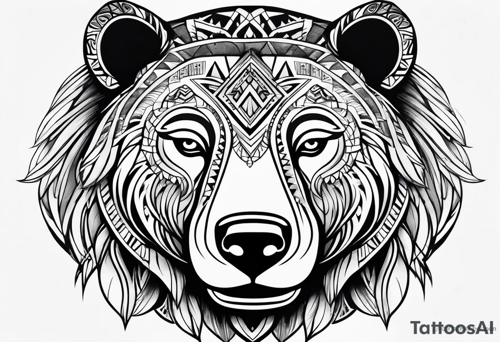 Simple female tribal bear face tattoo idea