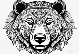 Simple female tribal bear face tattoo idea