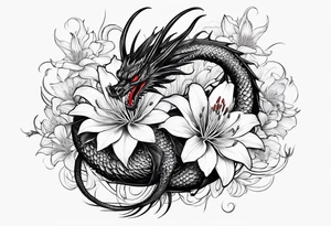 Black Dragon, 
Red Spider Lily tattoo idea