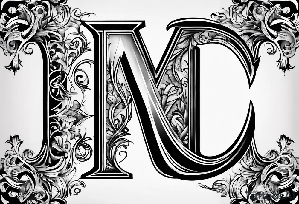 the letter M with the letter G hidden tattoo idea