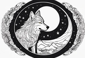 wolf in a moon tattoo idea