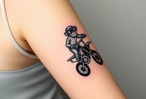 cheeky monkey on a dirt bike wearing goggles popping a wheelie tattoo idea