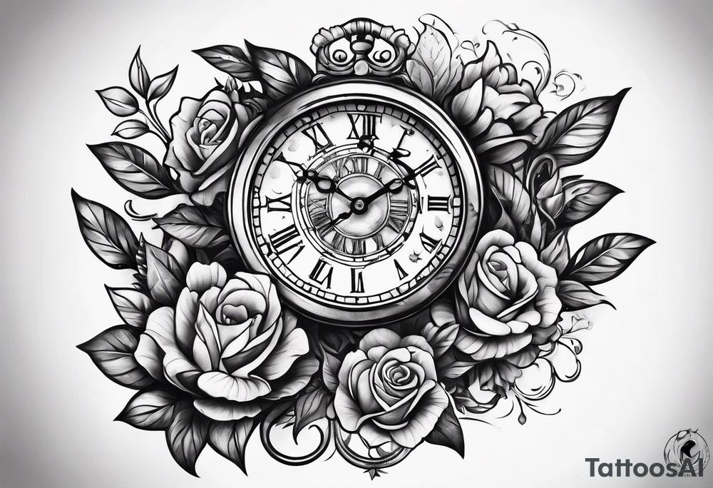hand holding a clock tattoo idea