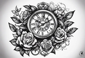 hand holding a clock tattoo idea