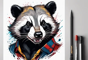 aggressive and killer face badger/wolverine with cute smile tattoo idea
