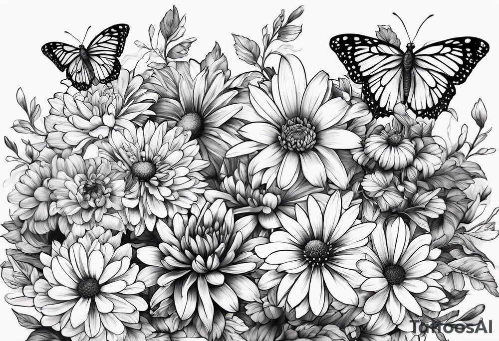 Butterflies and chrysanthemums tattoo idea