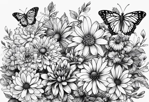 Butterflies and chrysanthemums tattoo idea