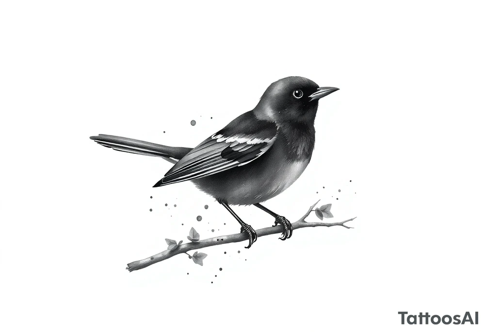 Male European Blackbird on a branch tattoo idea tattoo idea