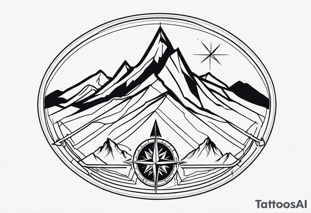 mountain and compass tattoo idea