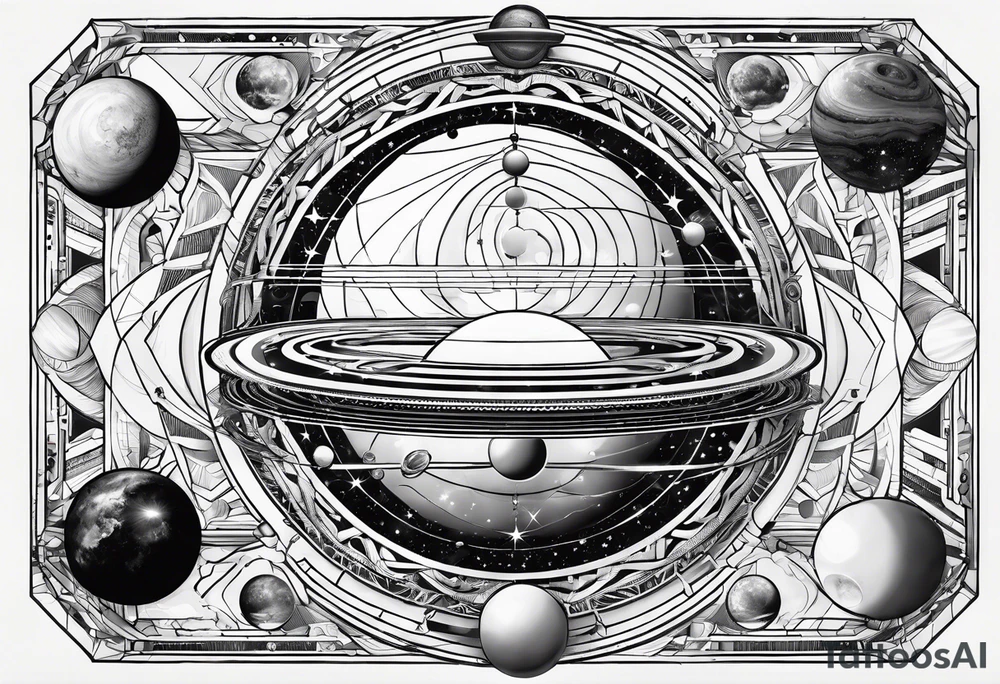 solar system vertical tattoo idea