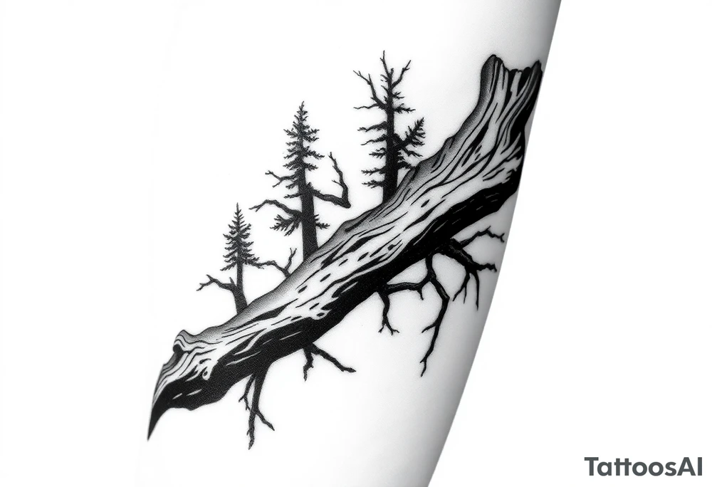 Wood silhouette tattoo für den unterarm tattoo idea