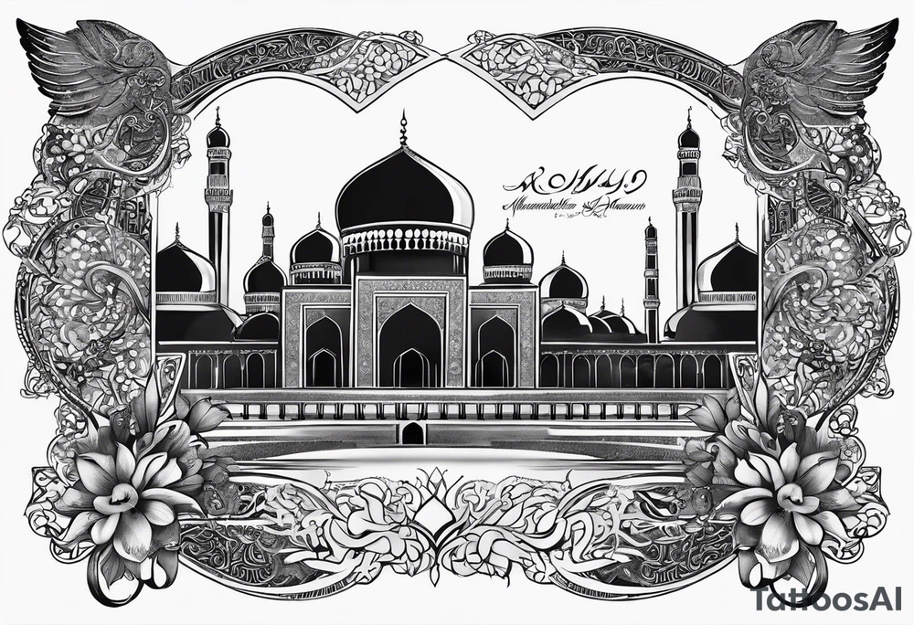 Arabic writing with scroll and heaven tattoo idea