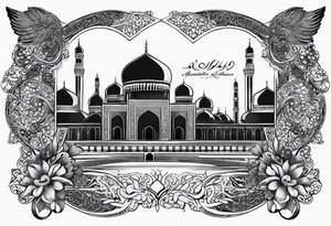 Arabic writing with scroll and heaven tattoo idea