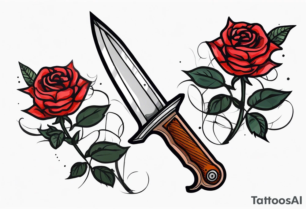 Messer mit Stacheldraht und Rose tattoo idea