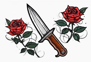 Messer mit Stacheldraht und Rose tattoo idea