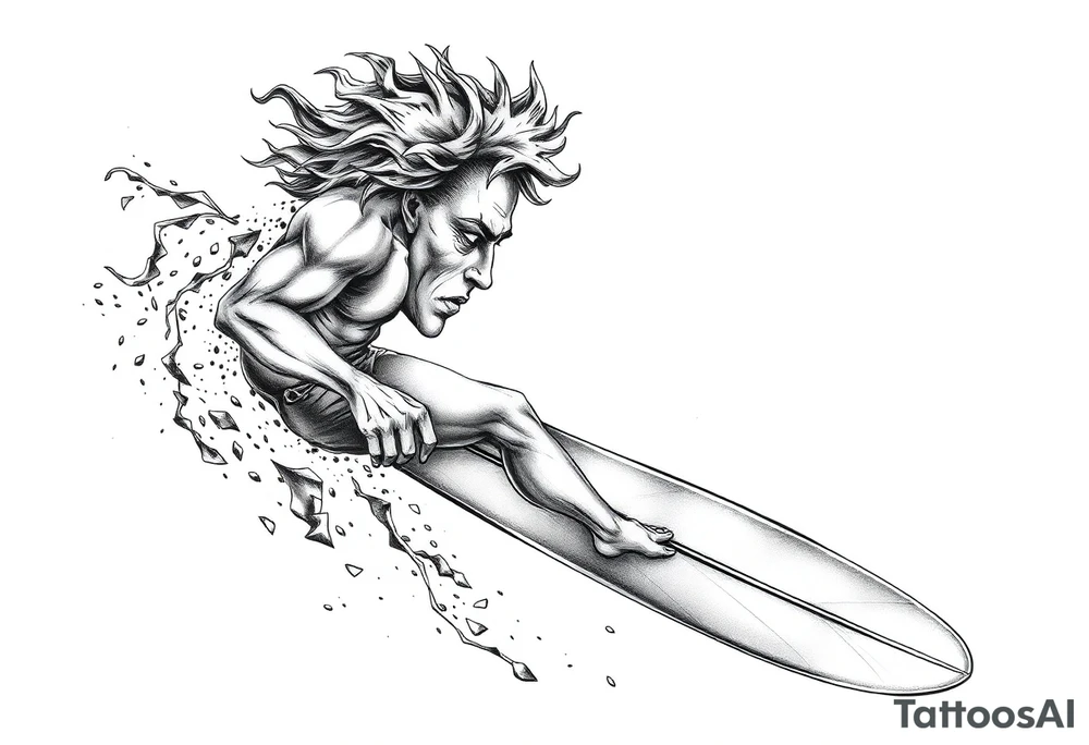 calm silver surfer tattoo idea