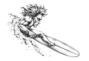 calm silver surfer tattoo idea