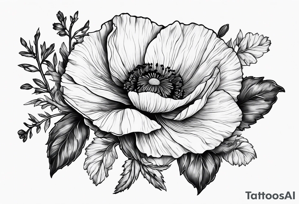 Poppy and larkspur tattoo idea