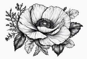 Poppy and larkspur tattoo idea