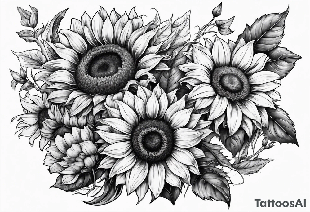Sunflower bouquet tattoo idea