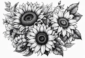 Sunflower bouquet tattoo idea