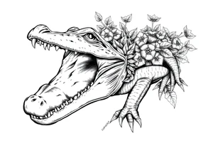 gothic alligator with orange groves tattoo idea