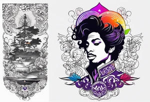 Tattoo honoring the musician Prince that also incorporates Pride colors. No symbols, and no faces. tattoo idea