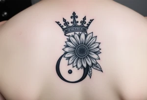 Letter g lettering with a crown and sunflower tattoo idea