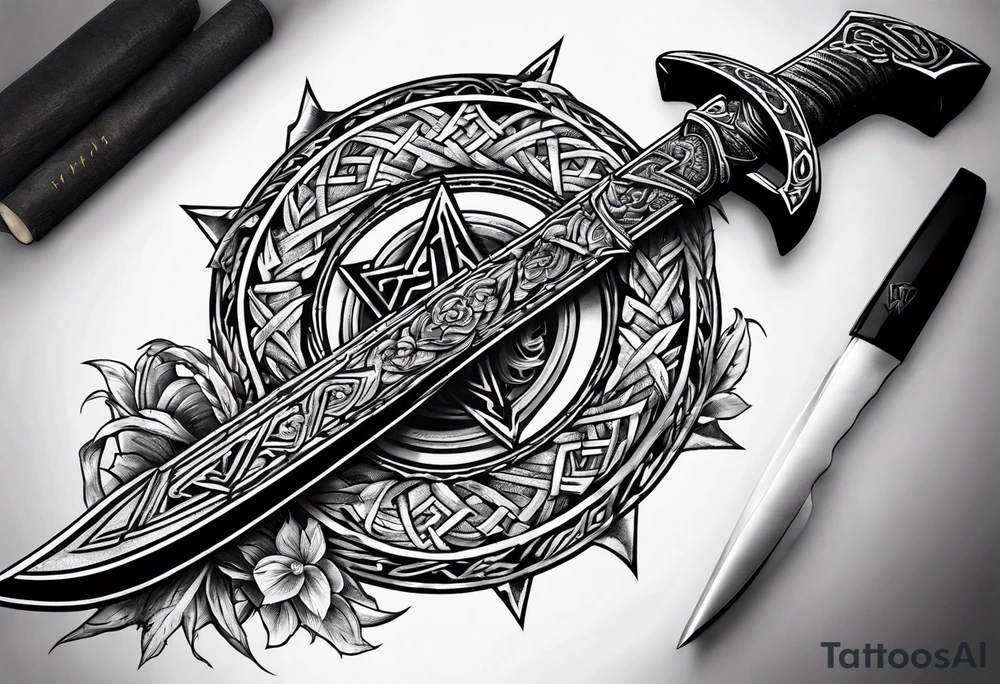 Valhalla valknut sword axe Dragon tattoo idea