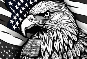 Bald eagle and a spartan helmet with American flag background tattoo idea