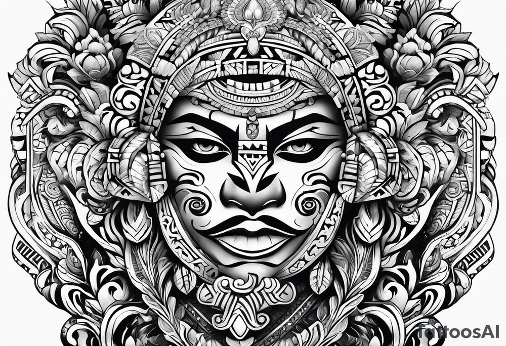 Aztec tribal sleeve tattoo idea
