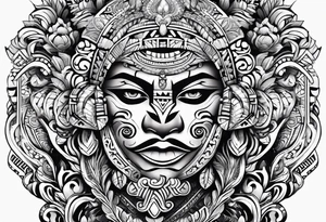 Aztec tribal sleeve tattoo idea