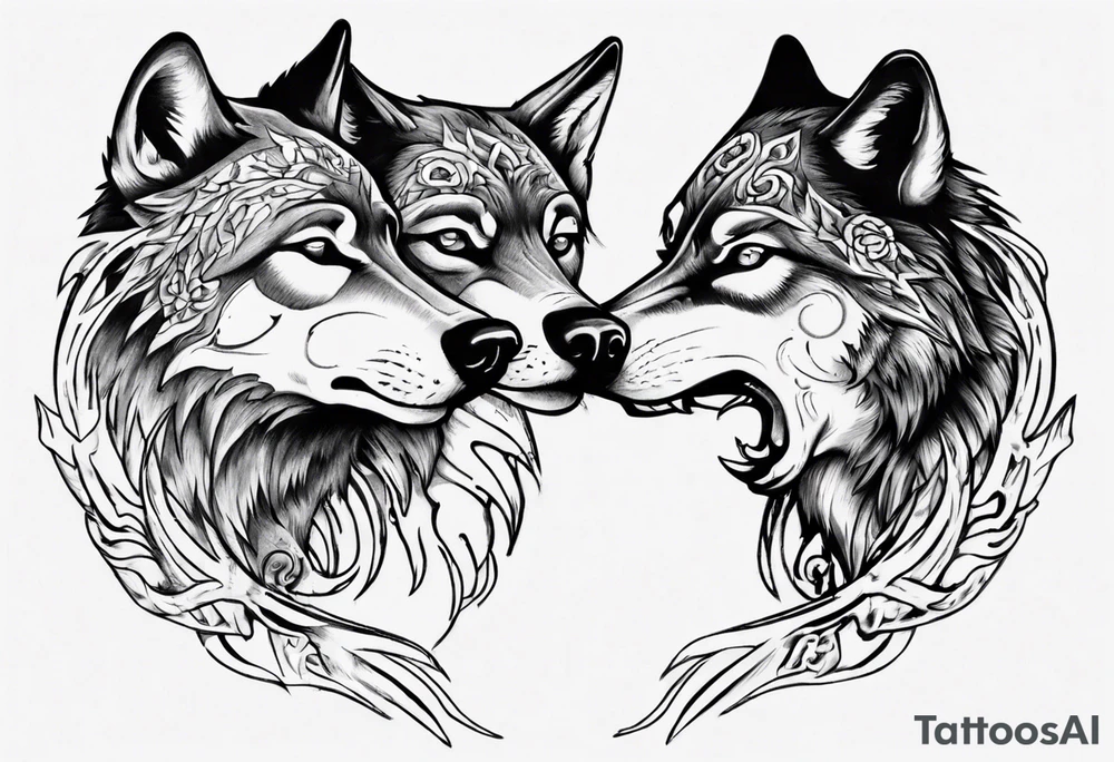 two wolves dancing the tango tattoo idea