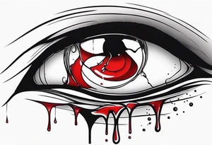 Bleeding tear flows to down from eye sleeve tattoo design tattoo idea